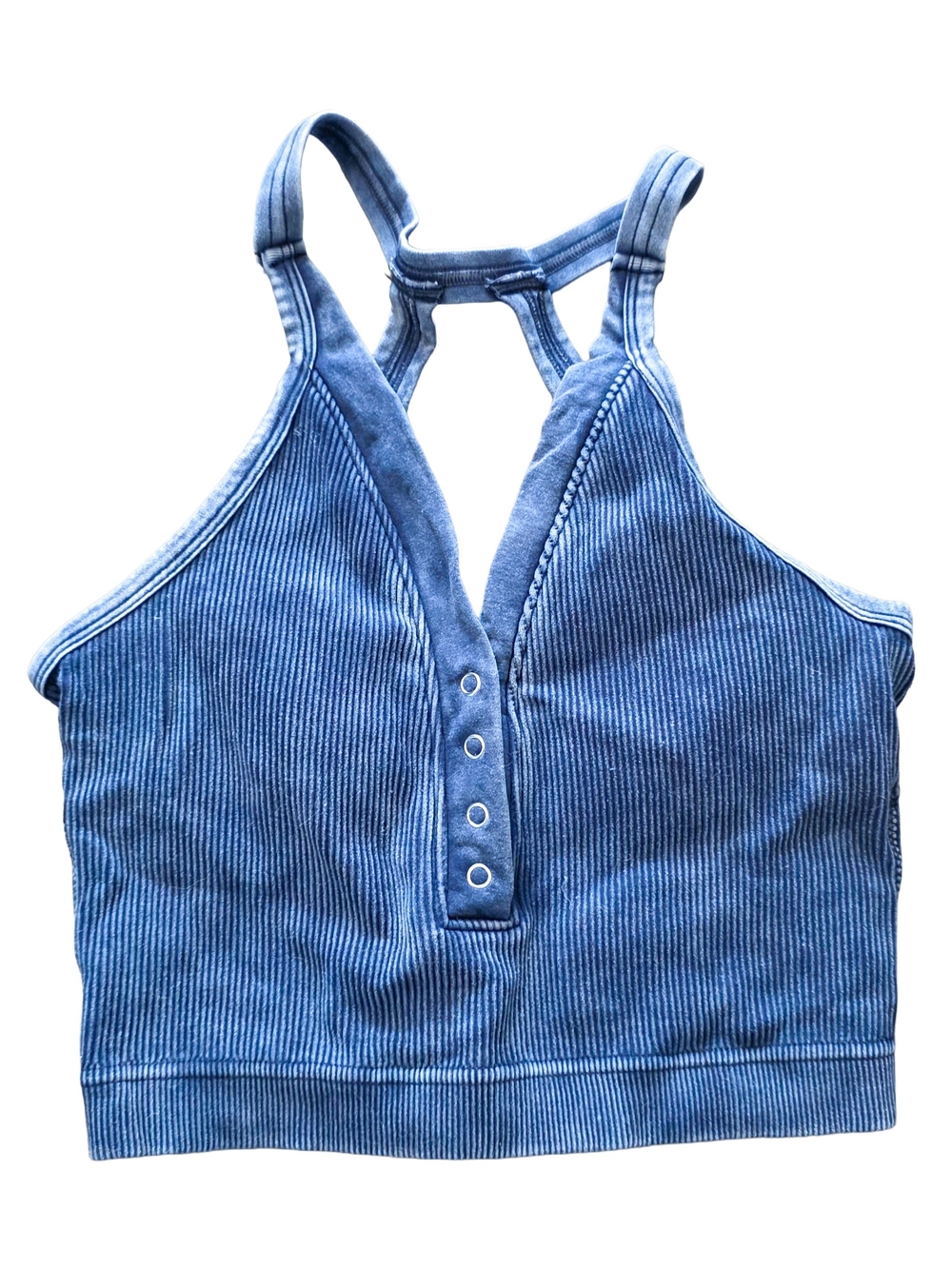 Kali Rose Blue/Grey Ribbed Bralette Top